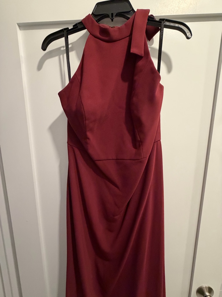 After Six One-Shoulder Burgundy Evening Gown